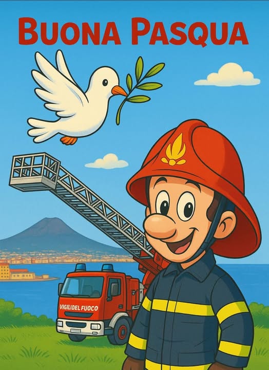 Potrebbe essere un'immagine raffigurante il seguente testo "BUONA PASQUA VIGILIDELFUOCO 点 VIGILIDEL VIGILIDELFUOCO FUOCO ///"