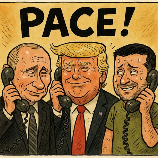 Potrebbe essere un contenuto di pop art raffigurante telefono, lo Studio Ovale e il seguente testo "PACE! FES"