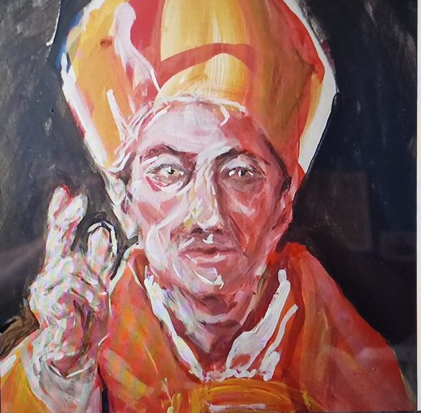 Opera di Mario Garofalo: ritratto con cappello blu